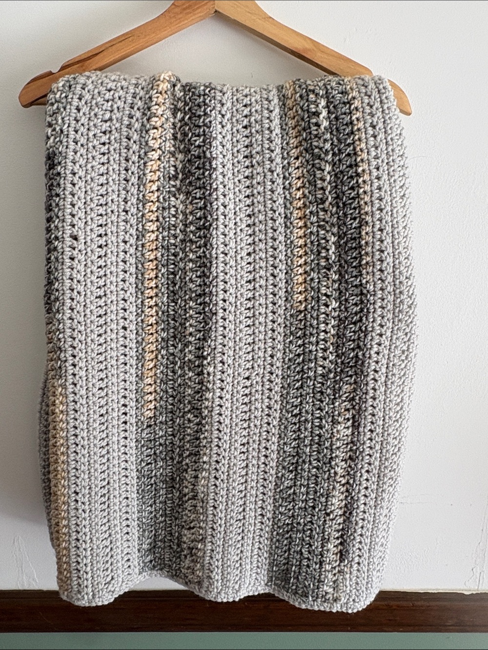 Cozy Homemade Crochet Throw Gray Stripes